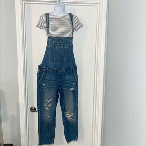 Abercrombie & Fitch distressed denim overalls (Size M) NWOT